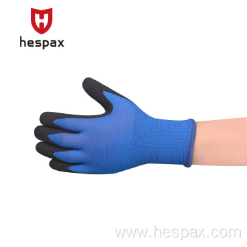 Hespax Waterproof Sandy Nitrile Dipped Safety Work Gloves